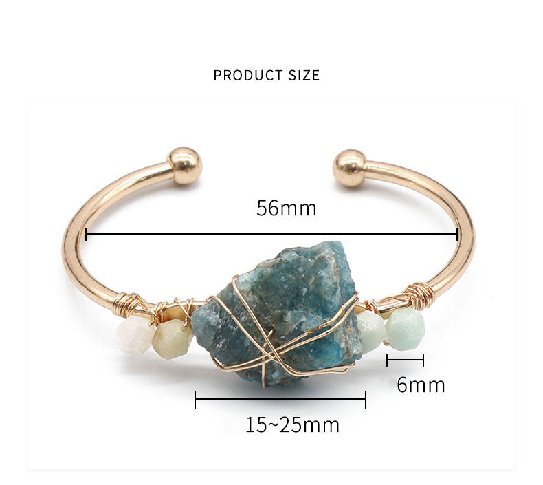 Crystal Wire Wrap Raw Golden Bangle