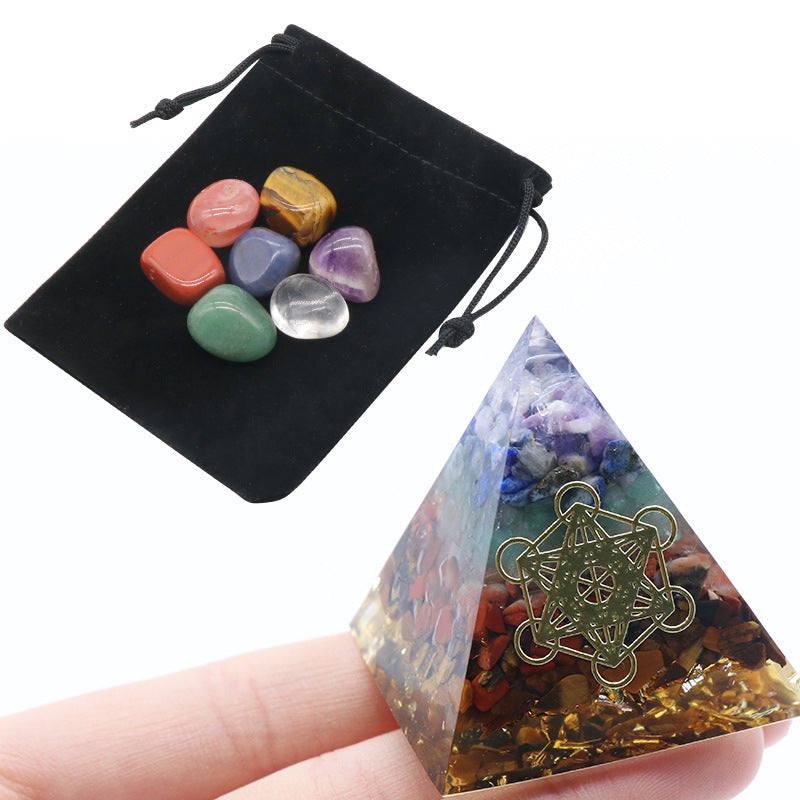 Chakra Tumble&Resin Chakra Pyramid Set