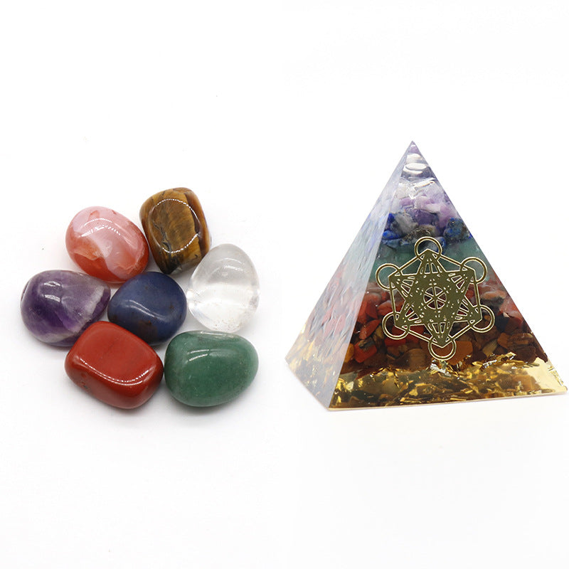 Chakra Tumble&Resin Chakra Pyramid Set