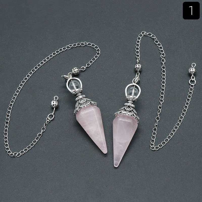 Clear Quartz Bead Hexagon Pendulum