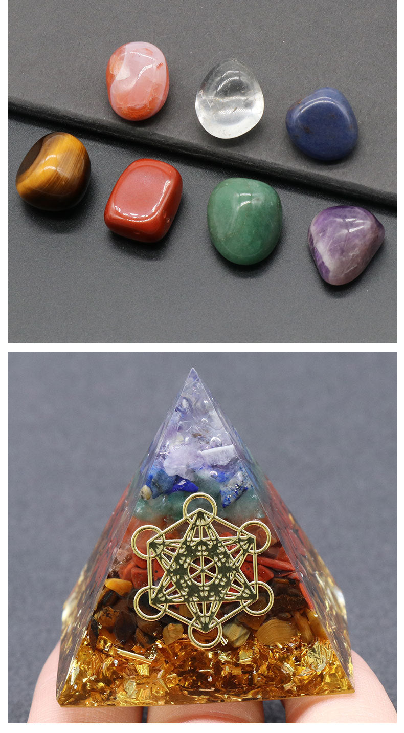 Chakra Tumble&Resin Chakra Pyramid Set