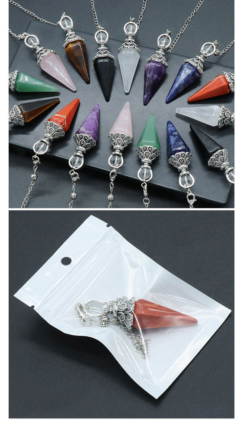 Clear Quartz Bead Hexagon Pendulum