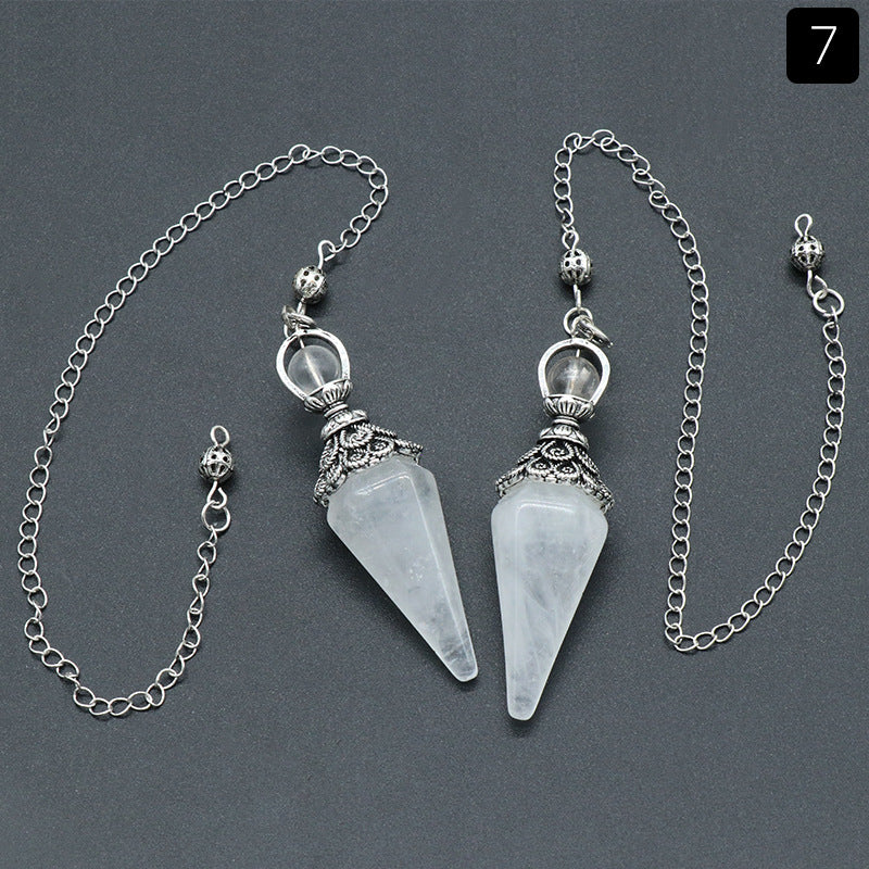 Clear Quartz Bead Hexagon Pendulum