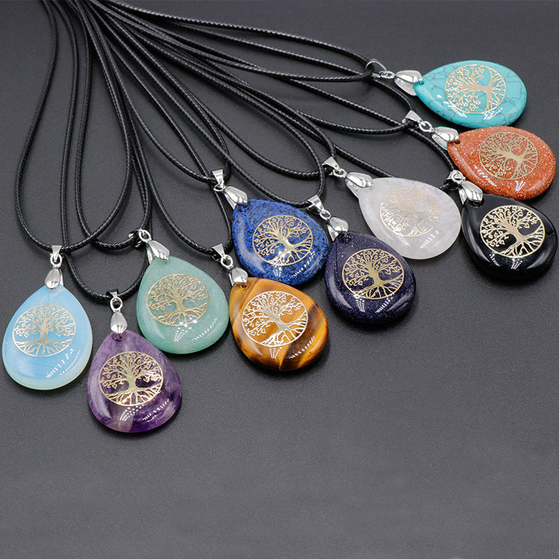 Tree of Life Crystal Droplet Pendant/Necklace