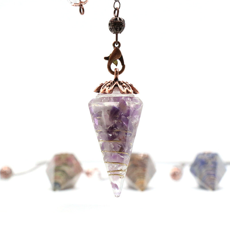 Conical Resin Crystal Chip Pendulum