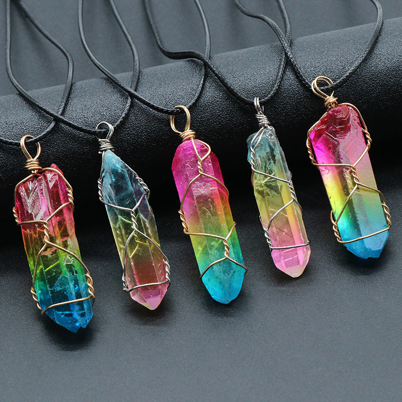 Aura Quartz Wire Wrapped Pendant