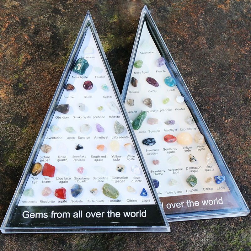 Pyramid Shaped Mineral Ore Specimens Gemstones Box