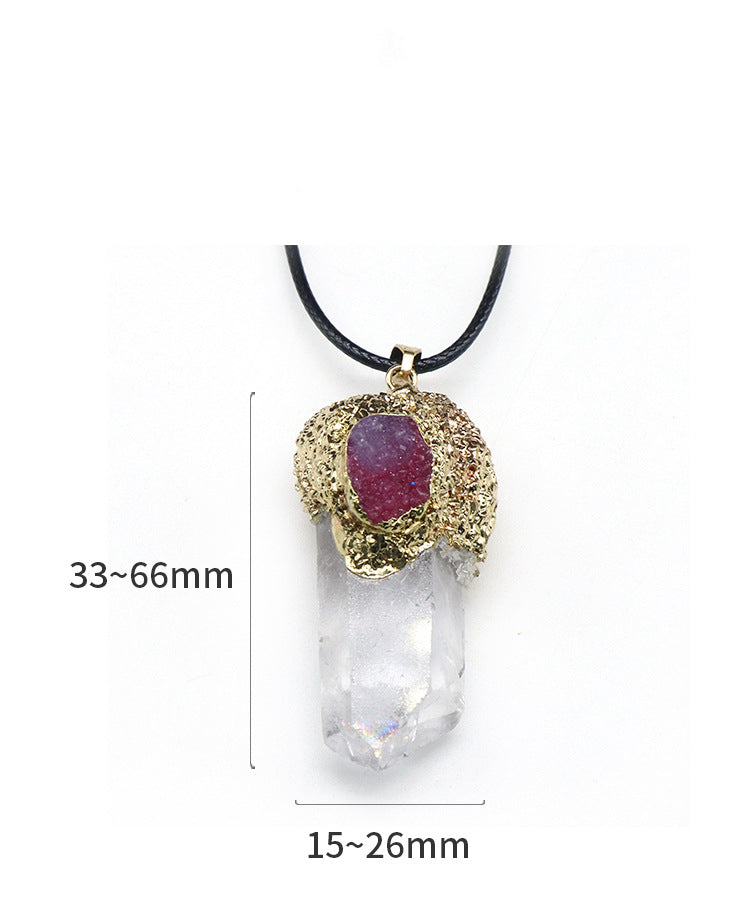 Colorful Crystal Cluster Gold Plated Clear Quartz Point Pendant/Necklace