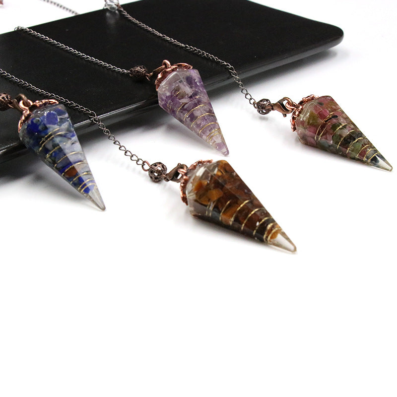 Conical Resin Crystal Chip Pendulum