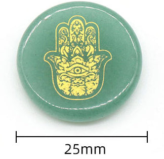 Hamsa Round Crystal Reiki Stone Button