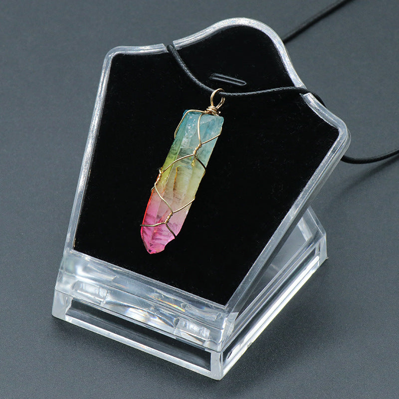 Aura Quartz Wire Wrapped Pendant