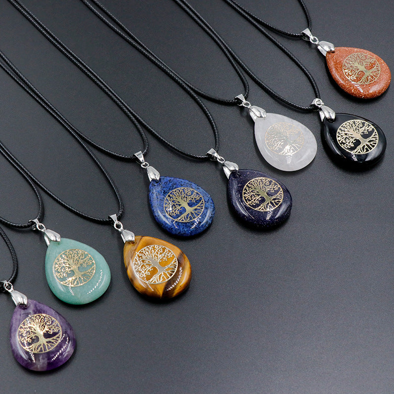 Tree of Life Crystal Droplet Pendant/Necklace