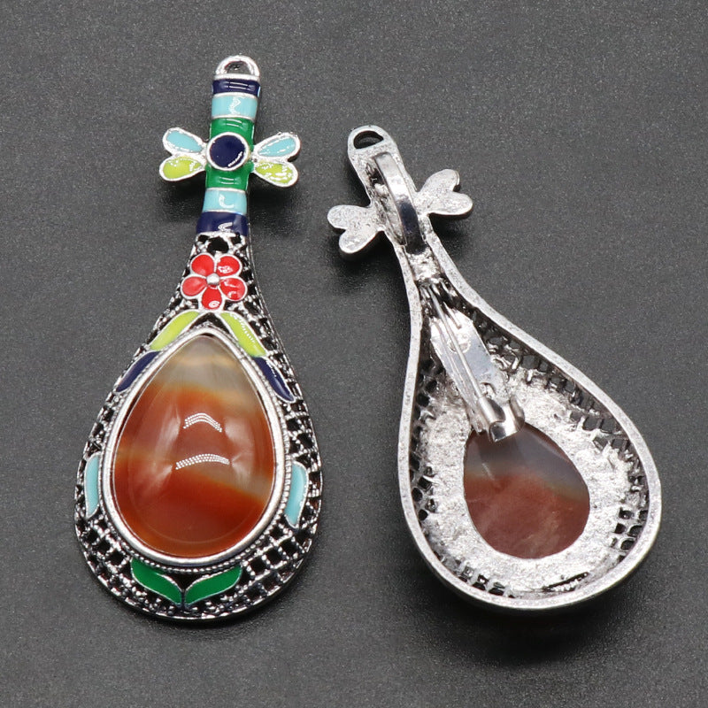 Crystal Pipa Brooch&Pendant