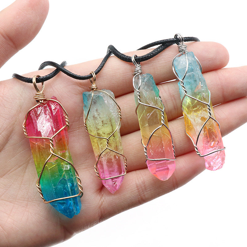 Aura Quartz Wire Wrapped Pendant