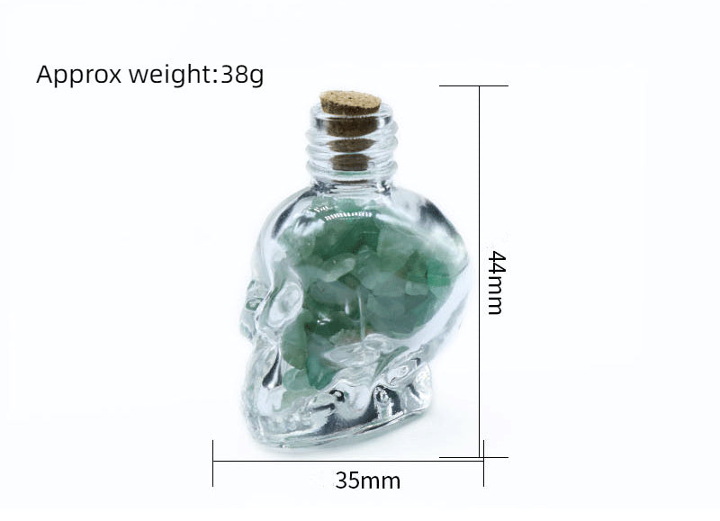 Skull Shaped Crystal Chip Wishing Bottle