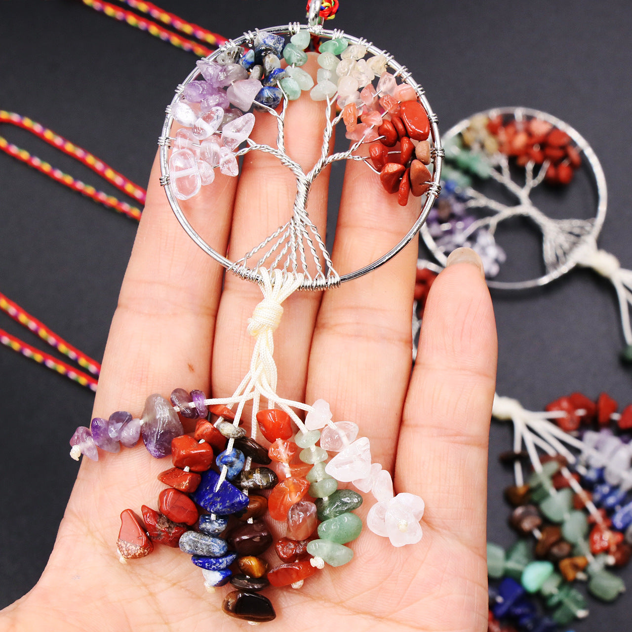 Chakra Crystal Chip Life Tree Hanging