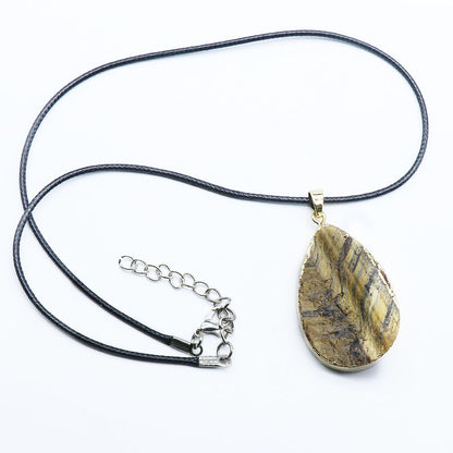 Tiger Eye Raw Tear Drop Necklace