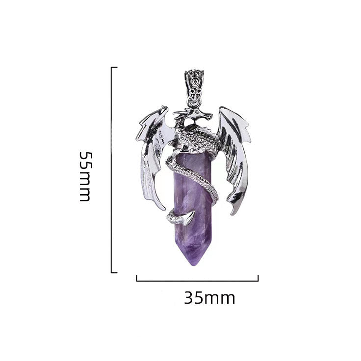 Silver Dragon Crystal Double Point Pendant/Necklace