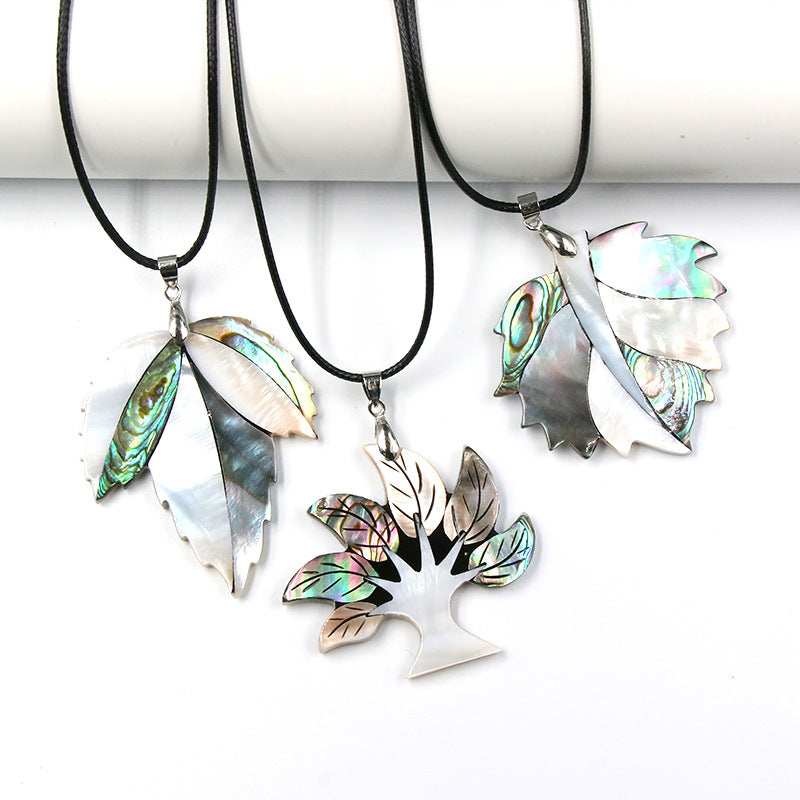 Abalone Shell Leaf Pendant