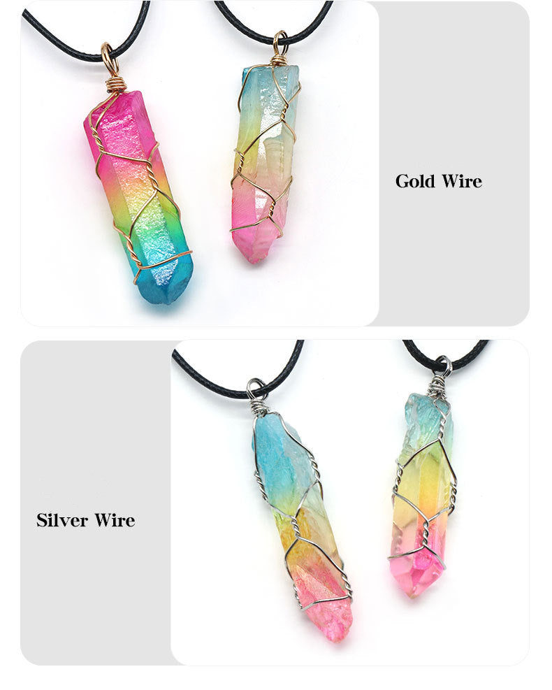 Aura Quartz Wire Wrapped Pendant