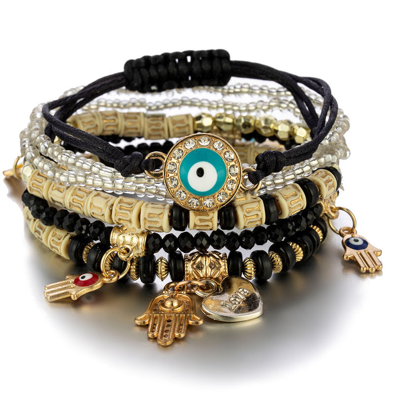 Evil Eye Multilayered Stretched Beaded Bracelets