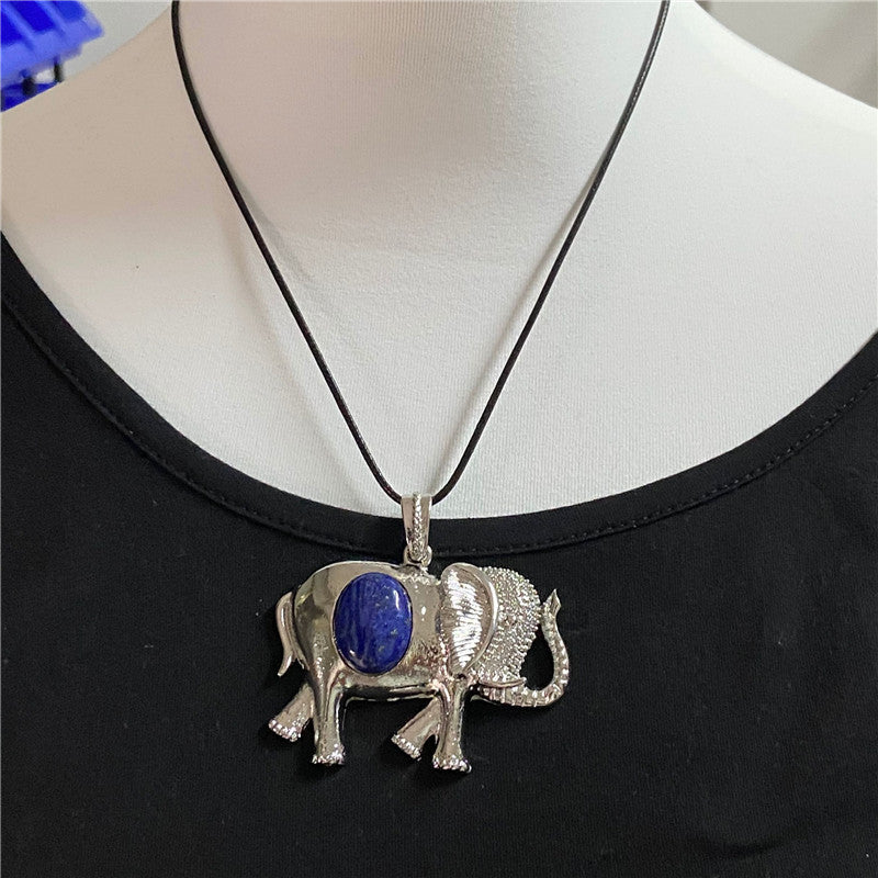 Crystal Stone Alloy Elephant Necklace