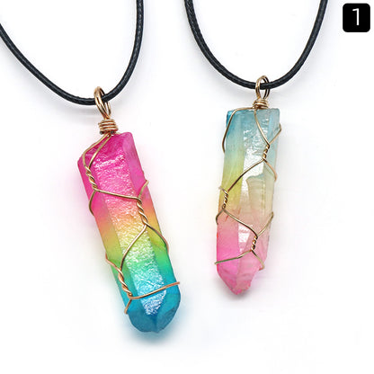 Aura Quartz Wire Wrapped Pendant