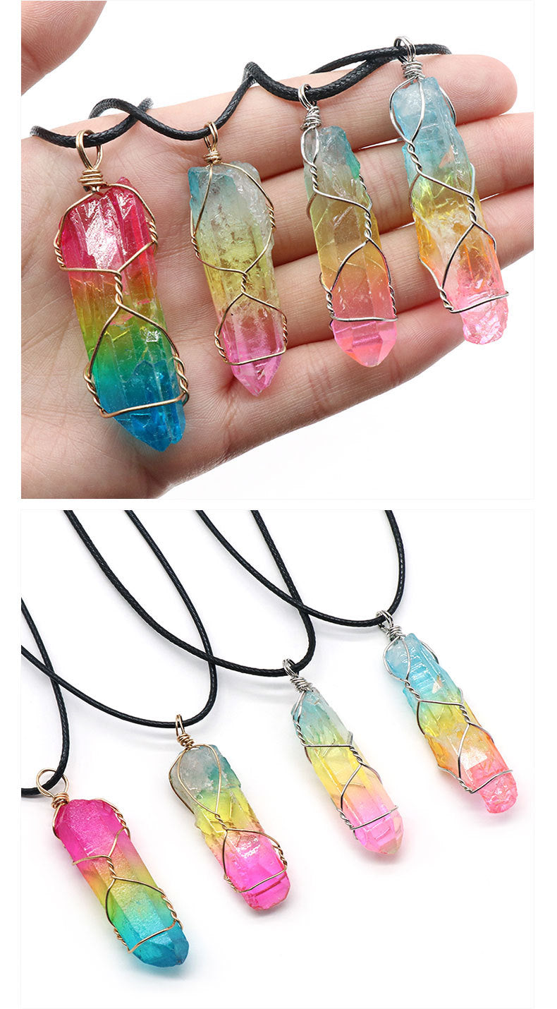 Aura Quartz Wire Wrapped Pendant