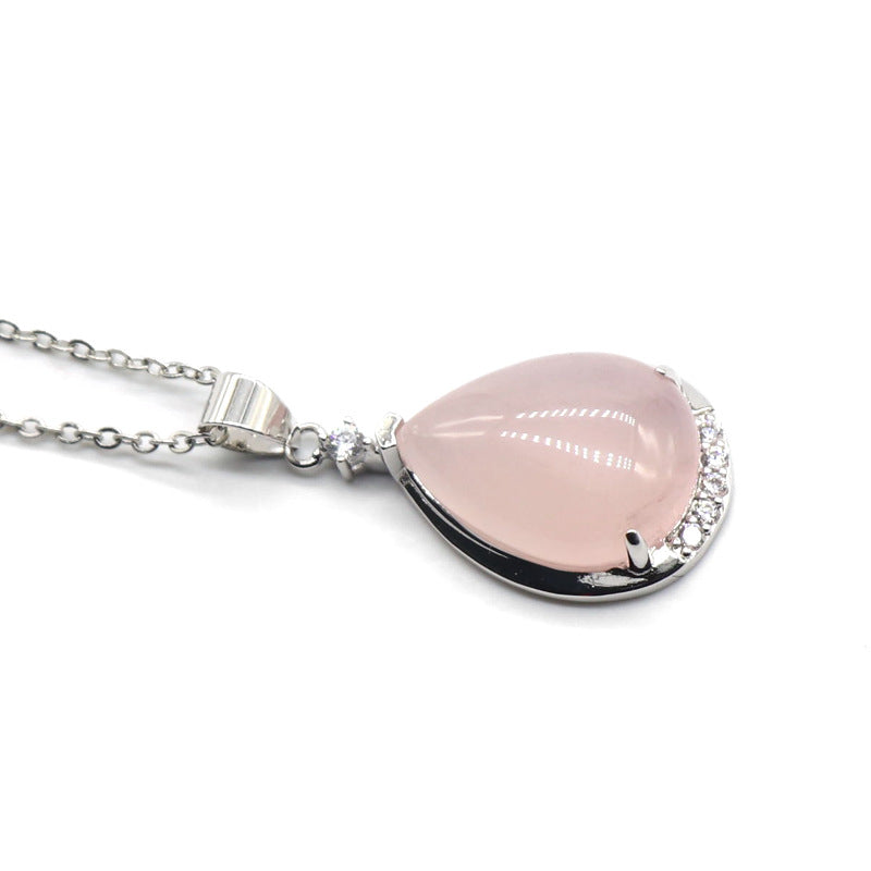 Silver Round Plated Tear Drop Necklace