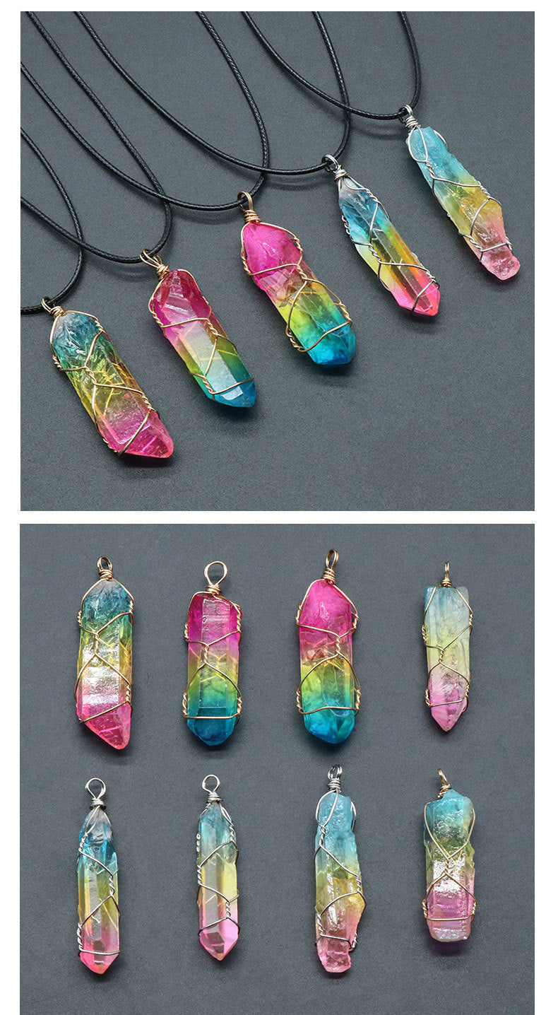 Aura Quartz Wire Wrapped Pendant