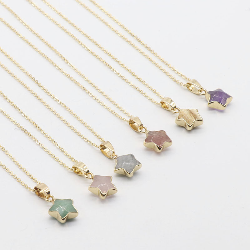 Half Gold Plated Crystal Star Necklace