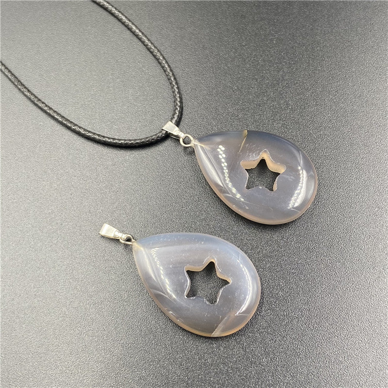 Crystal Tear Drop Hollw Star Pendant/Necklace