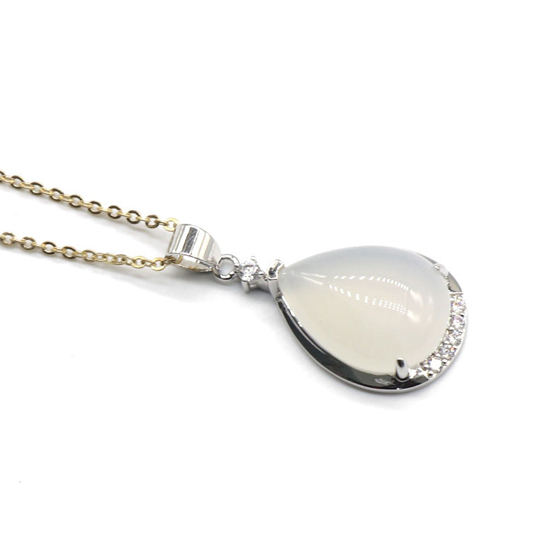 Silver Round Plated Tear Drop Necklace