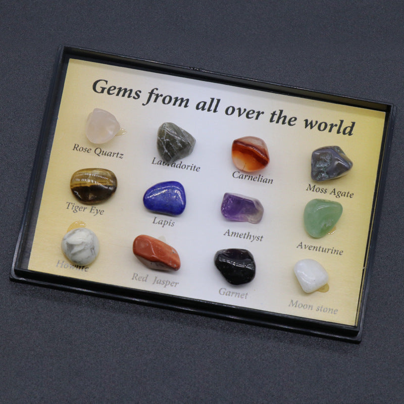 Mixed Mineral Ore Specimens Gemstones with Box