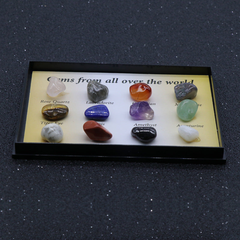 Mixed Mineral Ore Specimens Gemstones with Box