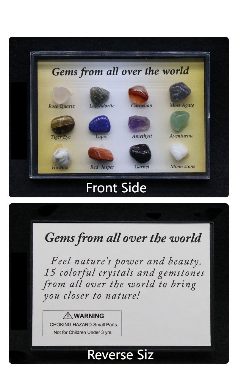 Mixed Mineral Ore Specimens Gemstones with Box