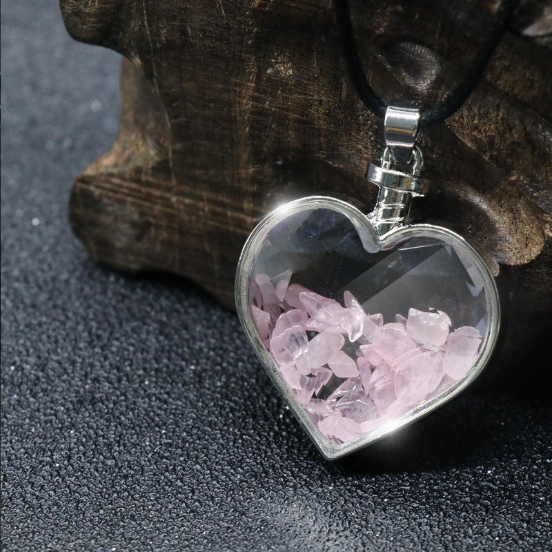 Crystal Chip Heart Necklace