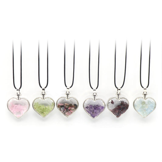 Crystal Chip Heart Necklace