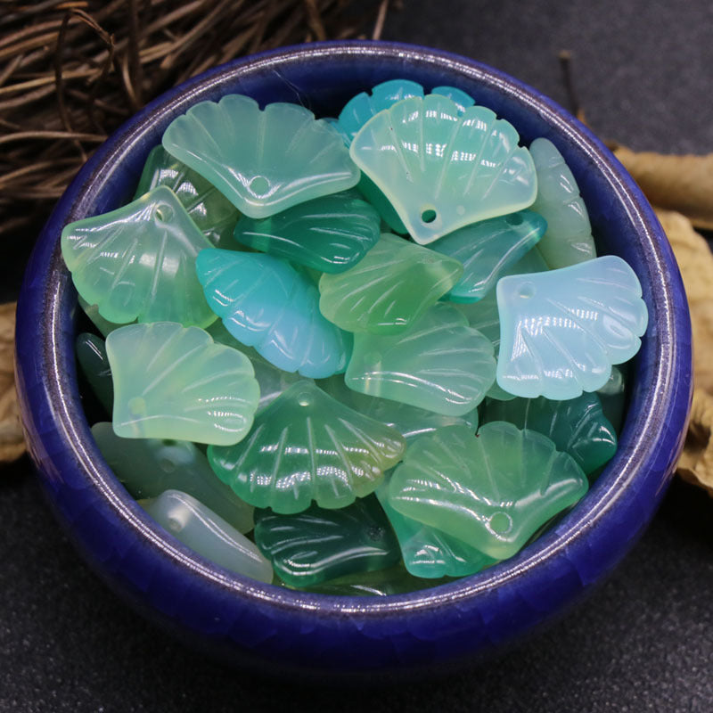 Green Agate Leaf Pendant