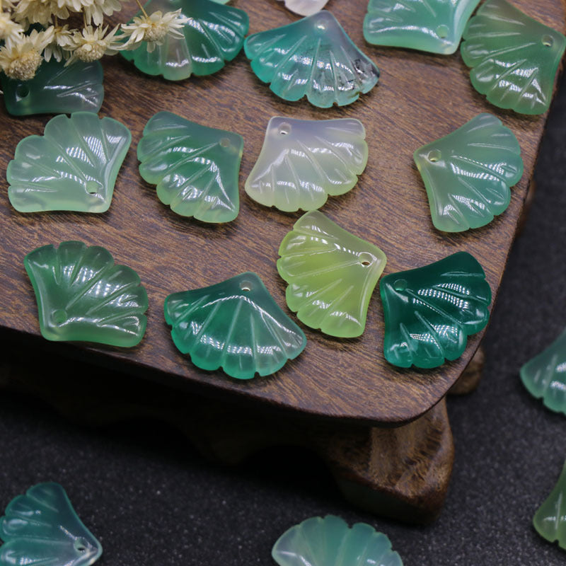 Green Agate Leaf Pendant