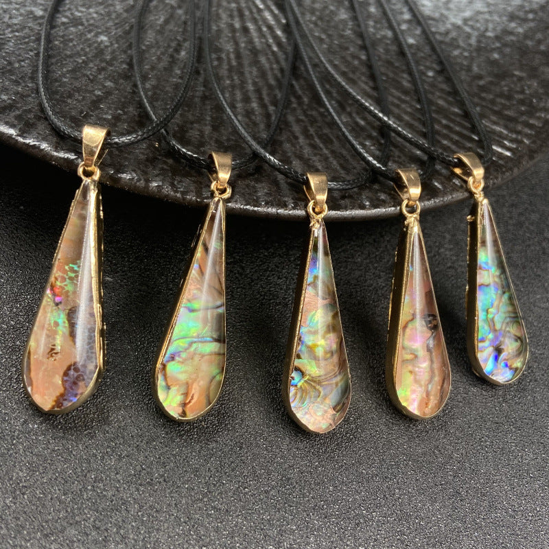 Abalone Shell Long Droplet Pendant