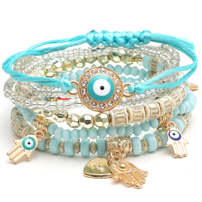 Evil Eye Multilayered Stretched Beaded Bracelets