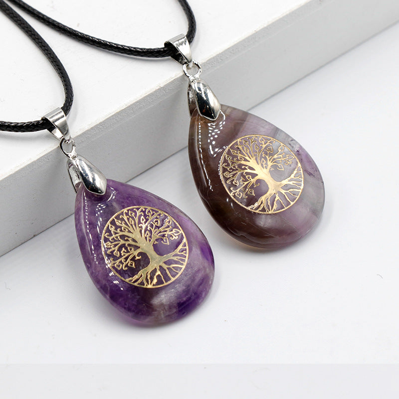 Tree of Life Crystal Droplet Pendant/Necklace