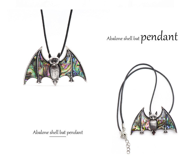 Abalone Shell Bat Necklace& Brooch