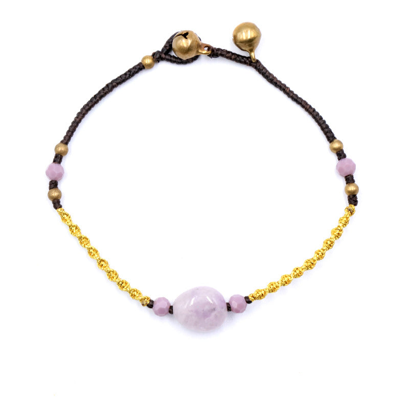 Faceted Crystal&Gold Bell Hand-made Bracelet