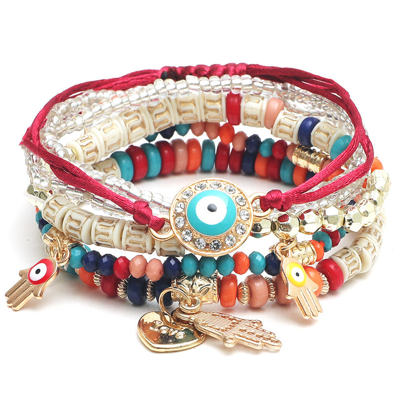 Evil Eye Multilayered Stretched Beaded Bracelets