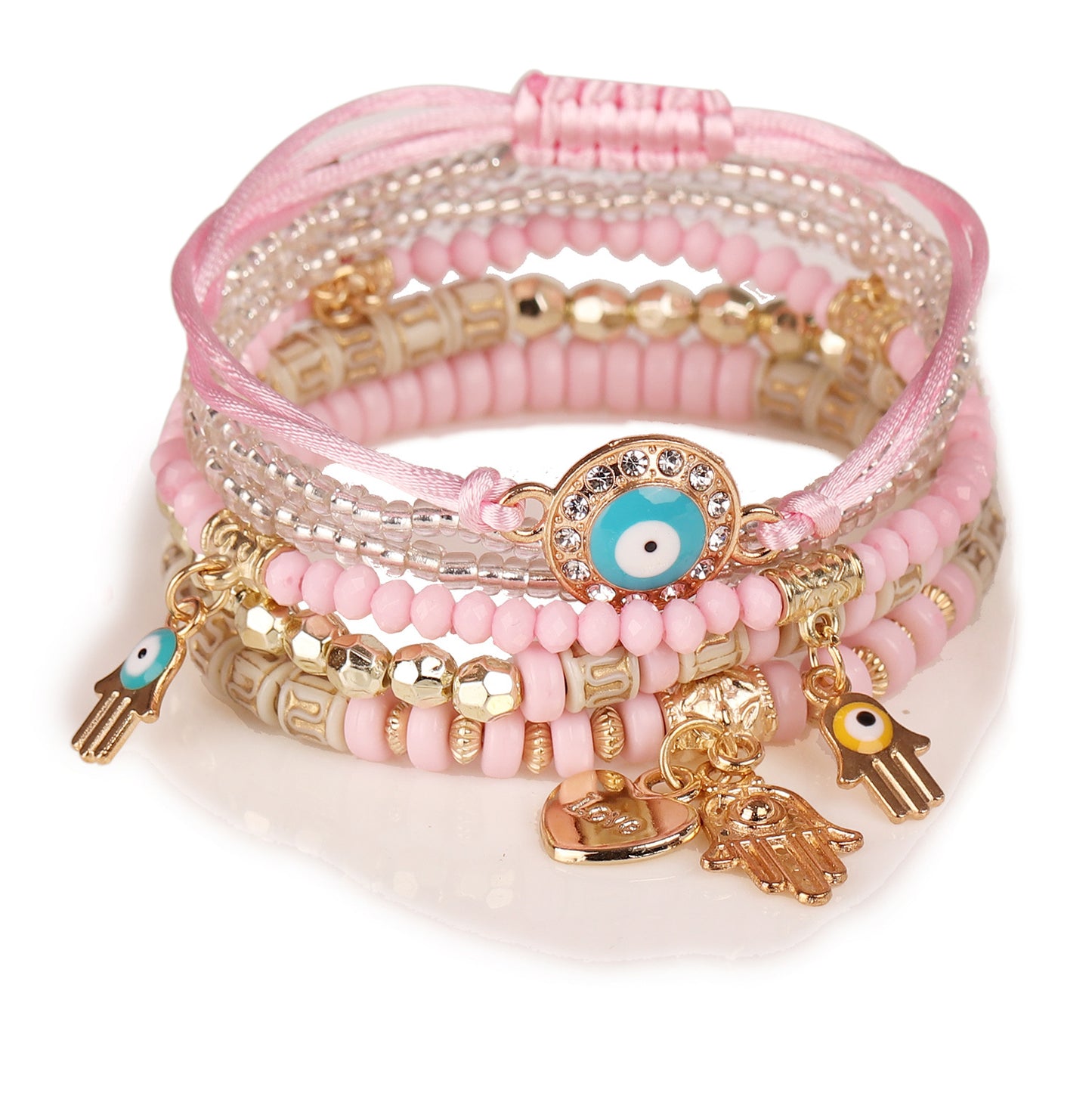 Evil Eye Multilayered Stretched Beaded Bracelets