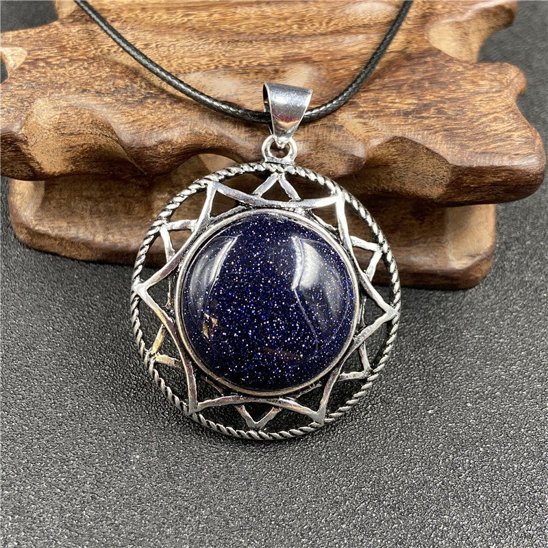 Crystal Round Silver Merkaba Star Pendant/Necklace