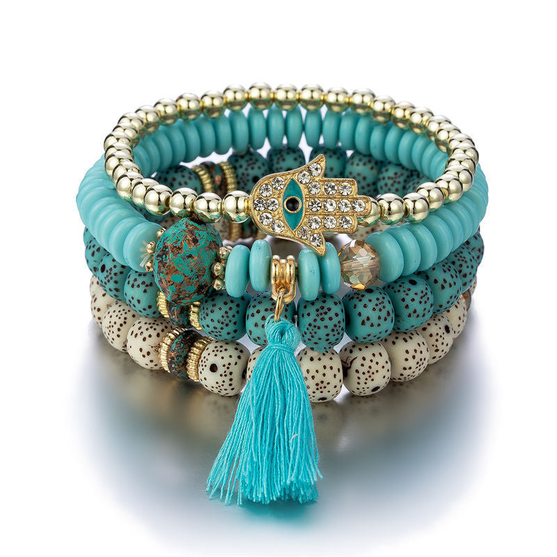 Evil Eye Multilayered Stretched Beaded Bracelets