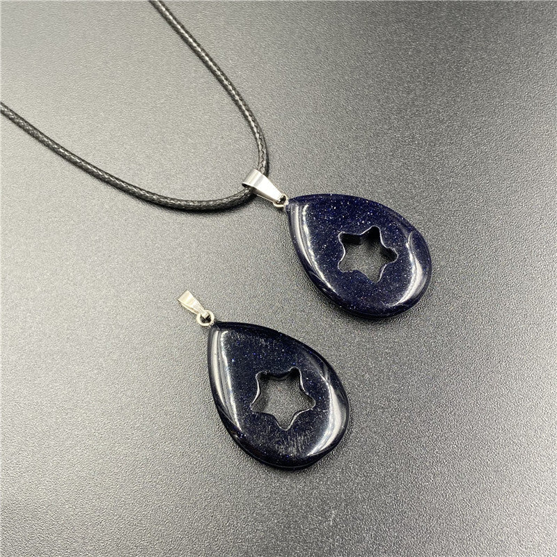 Crystal Tear Drop Hollw Star Pendant/Necklace